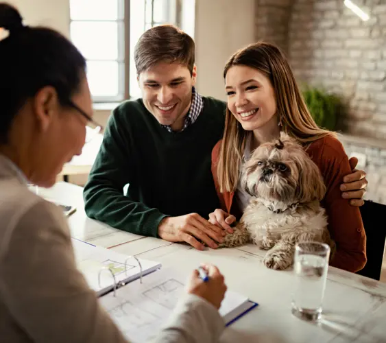 Couple And Their Dog Getting A Loan